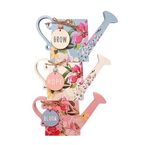 VTG Trueliving SET OF 3 Watering Can Wooden Blocks Window Sill Gardener Decor